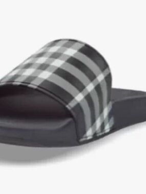 Black Plaid Slide Sandal Burberry